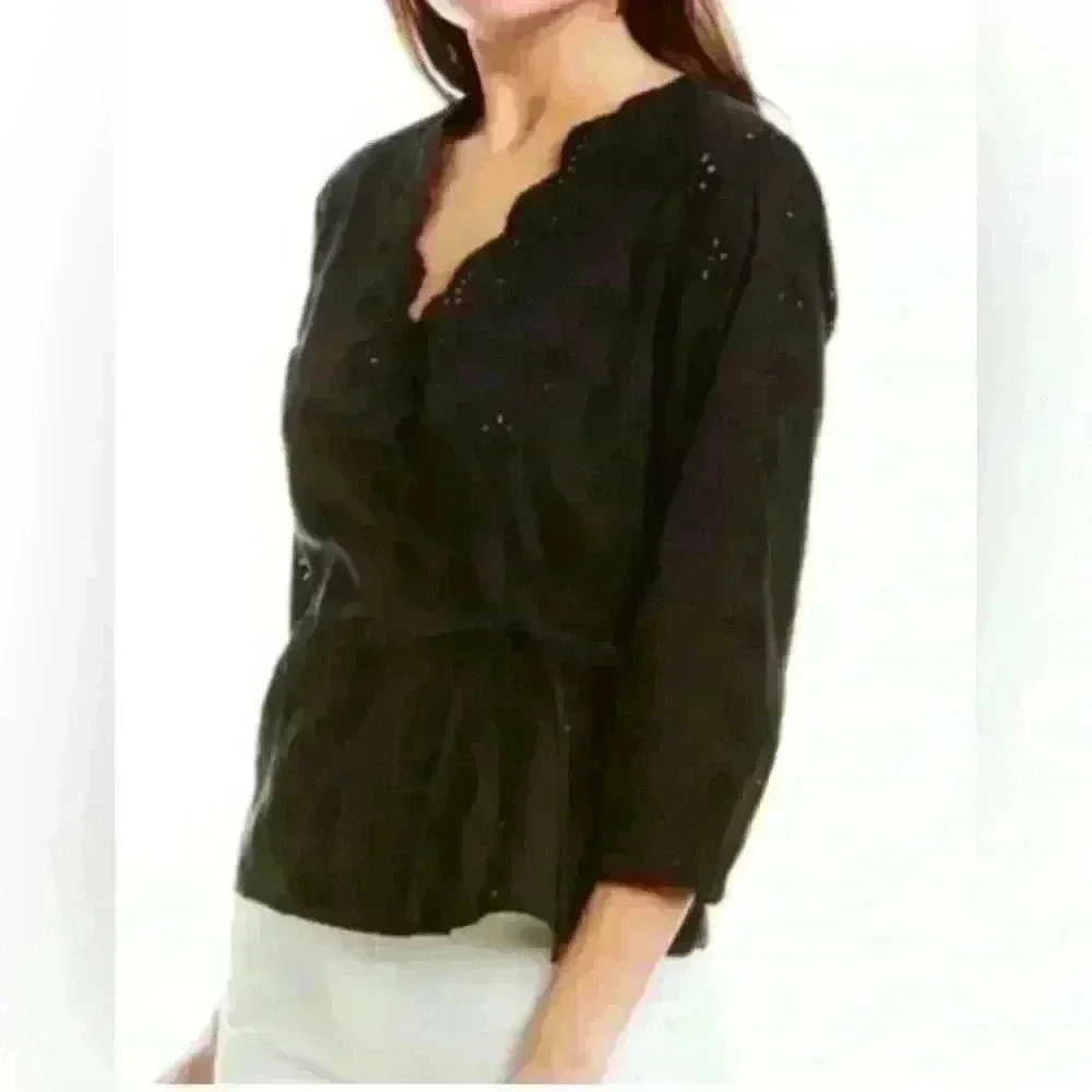 MADEWELL eyelet wrap around blouse
